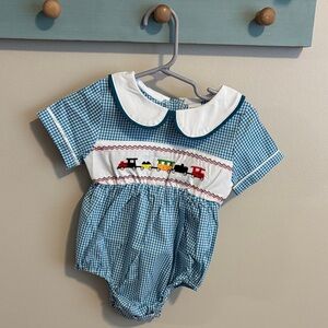 Baby boy bubble with trains size 6-9 months
